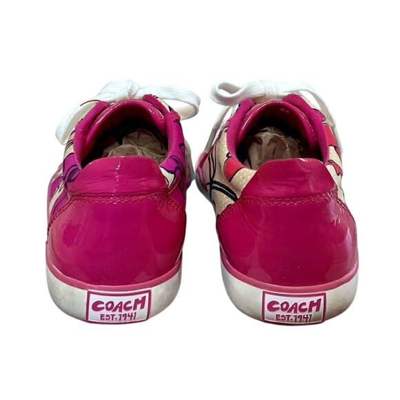 Coach Barrett Q675 Poppy Pink Petal Leather Sneakers 7B Floral Y2K‎ Quiet Luxury - Picture 8 of 13